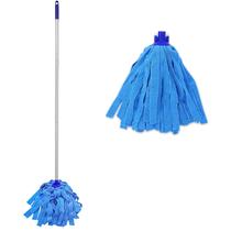 Mop EaseYourDay One Pole com duas cabeças de tecido de microfibra azul Mop EaseYourDay One Pole com duas cabeças de tecido de microfibra azul