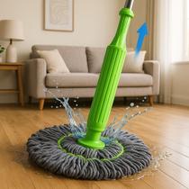 Mop Esfregão 2 em 1 giratório automático desidratação prática para limpeza completa de piso Mop Esfregão 2 em 1 giratório automático desidratação prática para limpeza completa de piso