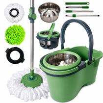 Mop Esfregão 360 Giratório Mop 3 Refis Com Cabo Inox Alça Roda 16 Litros Mop Esfregão 360 Giratório Mop 3 Refis Com Cabo Inox Alça Roda 16 Litros