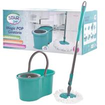 Mop Esfregão Centrifuga Cesto 10 Lts Cabo Extensível Giratóri Mop Rodo Magico Geral - Hannover Home Mop Esfregão Centrifuga Cesto 10 Lts Cabo Extensível Giratóri Mop Rodo Magico Geral - Hannover Home