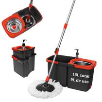 Mop Esfregão Duo Giratório Desmontável Duas Águas Cesto Inox Dois Baldes - Powermaid