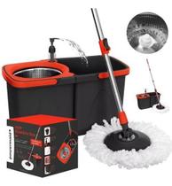Mop Esfregão Duo Giratório Desmontável Duas Águas Cesto Inox