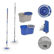 Mop Esfregão Giratório 360º com Balde Duplo Azul/Cinza Mop Esfregão Giratório 360º com Balde Duplo Azul/Cinza