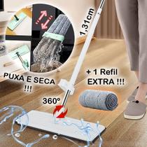 Mop Esfregão Limpeza Rodo Giratório 360 Esponja Mágica Com Refil Puxa e Seca Absorvente - 131cm