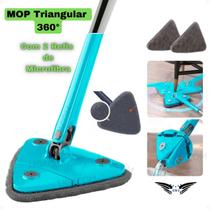 MOP Esfregão Triangular 360 Giratório Com Cabo Ajustável 2 Refis de Microfibra Multiuso Para Casa e Escritório Empresa