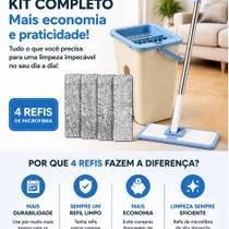 Mop Flat 360 com Balde + 4 Refis Microfibra Limpeza Prática Sem Esforço Esfregão Giratório Lava e Seca Não Molha Mop Flat 360 com Balde + 4 Refis Microfibra Limpeza Prática Sem Esforço Esfregão Giratório Lava e Seca Não Molha