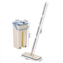 Mop Flat Balde 6L 2 Refis Microfibra Cabo Extensível Inox Mop Flat