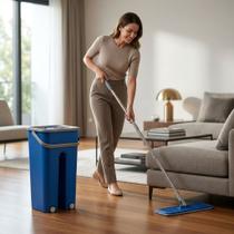 Mop Flat Com Balde Lava E Seca Com 2 Refil Sistema Duplo Limpeza