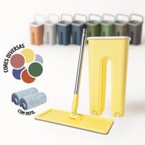 Mop Flat com Refil Microfibra Esfregão Mágico com Balde 8 Litros Limpeza Lava Seca Tira Pó Compacto Mop Flat com Refil Microfibra Esfregão Mágico com Balde 8 Litros Limpeza Lava Seca Tira Pó Compacto