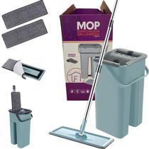 Mop Flat Esfregão Giratório Inox Balde Refil de Microfibra Mais Refil Grátis Limpeza Prática e Eficiente Faciliteud