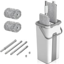 Mop Flat Lava e Seca com Balde 6L e Refil Extra de Microfibra