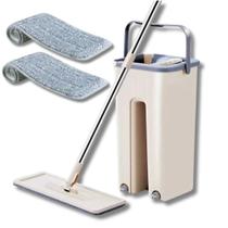 Mop Flat Lava e Seca Multiuso Balde 5L Rodo Esfregão Plástico Inox Mop Flat Lava e Seca Multiuso Balde 5L Rodo Esfregão Plástico Inox