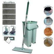 Mop Flat Rodo Esfregão Limpa e Seca Tampa de Vazao Agua + Refil Extra Microfibra - WashDry