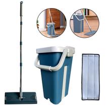 Mop Flat Tira Pó Esfregão Com Balde Lava Seca Com Refil