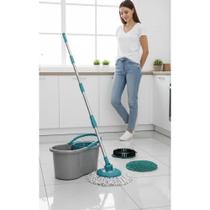 Mop Giratório 3 em 1 Completo Cinza - Limpeza Fácil Mop Giratório 3 em 1 Completo Cinza - Limpeza Fácil