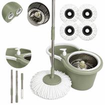 Mop Giratório 360 14L com Cesto Inox, Cabo Ajustável 1,60m, Dispenser para Sabão, Rodinhas, Alça e 4 Refis de Microfibra Balde Centrífuga Mop Giratório 360 14L com Cesto Inox, Cabo Ajustável 1,60m, Dispenser para Sabão, Rodinhas, Alça e 4 Refis de Microfibra Balde Centrífuga
