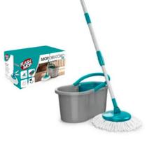 Mop Giratório 360 8L 2 Refis Cesto Esfregão Limpeza FlashMop Balde