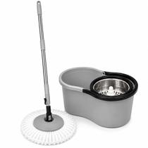 Mop Giratório 360 Balde 8 Litros Centrífuga Cesto Inox Esfregão Cinza Mop Giratório 360 Balde 8 Litros Centrífuga Cesto Inox Esfregão Cinza