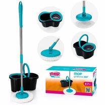 Mop Giratório 360 Balde 8,7L Refil Microfibra e cabo 1,2M Mop Giratório 360 Balde 8,7L Refil Microfibra e cabo 1,2M