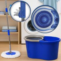 Mop Giratório 360 Balde Duplo E Centrífugo Rodo Microfibra Absorvente Limpeza Piso Mágico