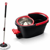 Mop Giratório 360 Com Centrifugação Lava E Seca Microfibra Para Todos Os Pisos