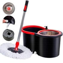 Mop giratório 360 com cesto em inox limpeza geral esfregão