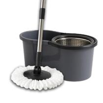 Mop Giratório 360 Graus com Balde de 9 Litros Centrífuga de Inox Cabo 120cm Refil e Base 180 Graus