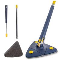 Mop giratório 360 triangular limpeza piso parede cantos com refil microfibra lavável articulado leve prático doméstico eficiente