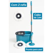 Mop Giratório 360º com Balde Inox + 2 Refis 14L Esfregão Limpeza Rápida Profunda Produto:Mop Completo + 2 Refis Mop Giratório 360º com Balde Inox + 2 Refis 14L Esfregão Limpeza Rápida Profunda Produto:Mop Completo + 2 Refis