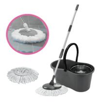 Mop Giratorio Balde 9 Litros Com Cesto Inox Cor Preto