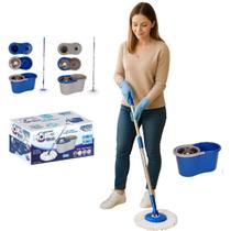 Mop Giratório Balde Esfregão 360 Limpeza Prático Rodo Mágico Microfibra Inox Casa Faxina