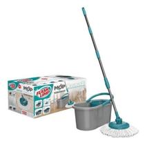 Mop Giratório Balde Fit Cabo Inox Flash Limp Centrifugador Verde Musgo