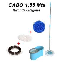 Mop Giratório Cabo Longo Com 2 Refil + Tira Pó E Escovão