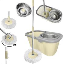 Mop Giratorio Cesto de Inox Com Balde Centrifugador Limpeza 360 - MOP 360