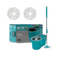 Mop Giratorio Cesto Inox Alça Flexivel + 2 Refil