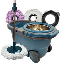 Mop Giratório Cesto Inox Com Rodas 16L 3 Refis Limpeza Esfregão INMA Esfreguette Cuidado da Casa Mop Giratório Cesto Inox Com Rodas 16L 3 Refis Limpeza Esfregão INMA Esfreguette Cuidado da Casa