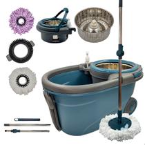 Mop Giratório Cesto Inox Com Rodas 16L 3 Refis Limpeza Esfregão INMA Esfreguette Cuidado da Casa