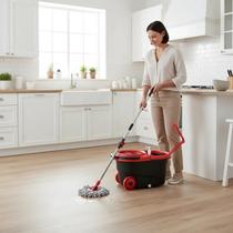 Mop Giratório Com Alças Cesto Inox Balde Centrifuga e Rodas