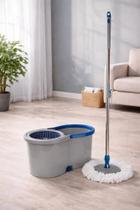 Mop Giratório Com Balde 13 Litros Esfregão 360 Graus Com Alça Reforçada Microfibra Limpeza Prática Piso Sortido Refil Brinde