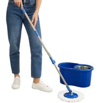 Mop Giratório com Balde 8L Alça Esfregão 360 Refil Microfibra Cesto Inox Cores Sortidas