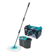 Mop Giratório Com Balde 8L Centrifuga Inox Esfregão Mágico