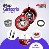 Mop Giratório com Cabo de 150 cm, Cesto em Inox e Dispenser Balde 14 Litros com 2 Refis