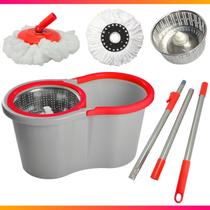 Mop Giratório Com Cesto Em Inox Cinza 9L Mop Giratório Com Cesto Em Inox Cinza 9L