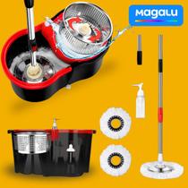 Mop Giratorio Com Cesto Em Inox Preto Mais Acessorios de Brinde Com Dispenser Balde Cesto Inox