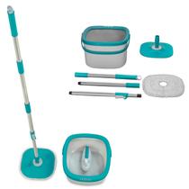 Mop Giratório Cubo Esfregão Profissional Limpa Facil em Microfibra Balde 9 Litros Flash