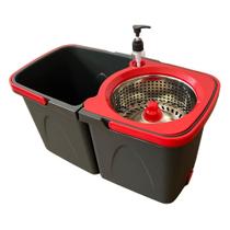 Mop Giratório Duo 360 Com Balde Duplo Centrífuga Inox Limpeza Piso Casa Prático Resistente Durável Moderno Fácil Uso Higiene Organização Completa