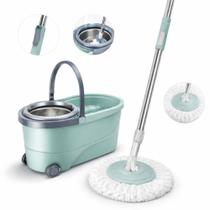 Mop Giratório Duplo 360 Inox 12L Cesto Centrífuga Rodinhas