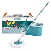 Mop Giratório Esfregão Com Balde 8 Litros Cabo Inox Refil Microfibra - RAYCO