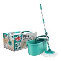 Mop giratório flash limp cinza e verde microfibra água limpa inox Mop giratório flash limp cinza e verde microfibra água limpa inox