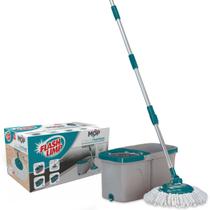 MOP GIRATORIO FLASH LIMP DUAS AGUAS FIT 3L/4,8L COM REFIL MICROFIBRA CABO 128cm